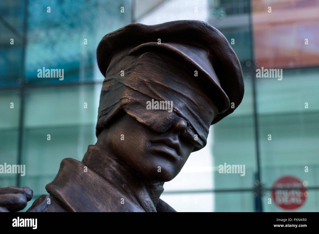 Victory Over Blindness Statue, Manchester Piccadilly Station Stock