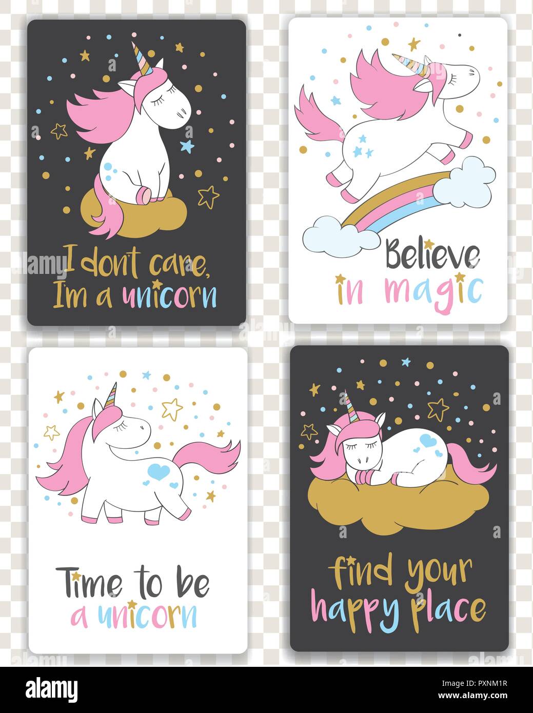 Set of cards with cartoon styled unicorns and inspirational lettering. Greeting cards with motivational quotes Stock Vector Image & Art - Alamy Set of cards with cartoon styled unicorns and inspirational lettering. Greeting cards with motivational quotes Stock Vector Image & Art - Alamy