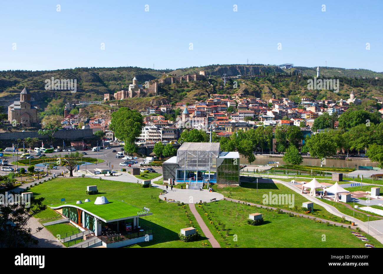 Georgia, Tbilisi, City view with Rike Park Stock Photo