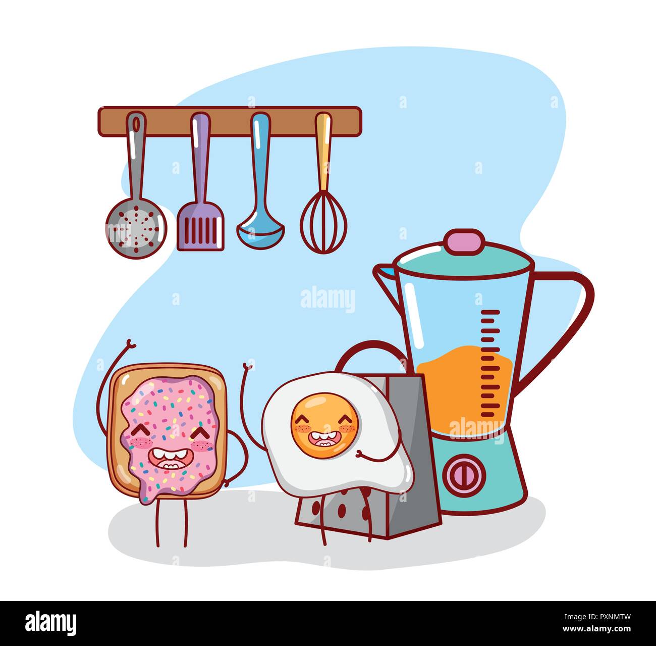 kitchen items cartoon kawaii cartoon Stock Vector