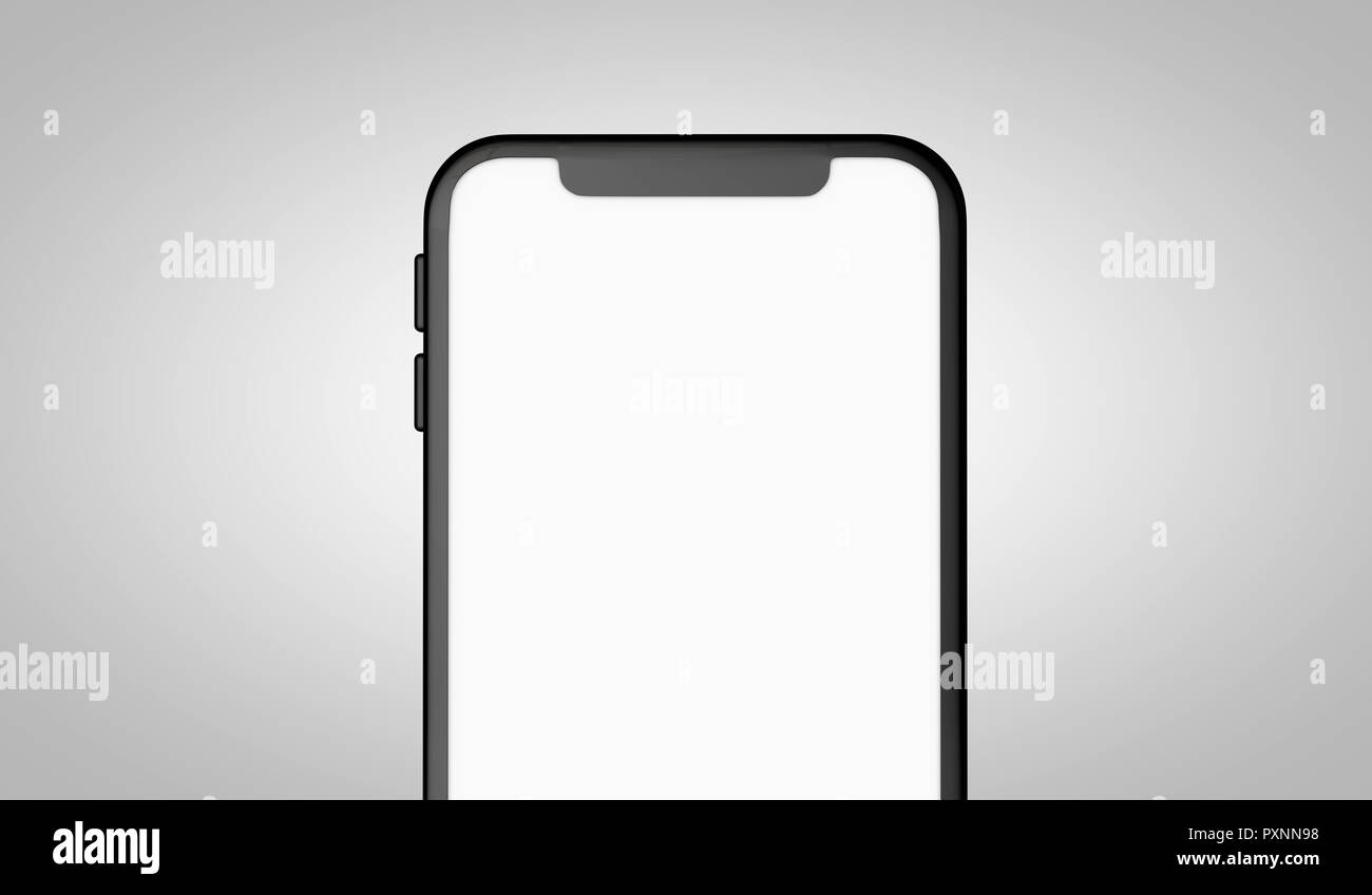 Modern frameless smartphone 3D mock up with blank white screen. 3D ...