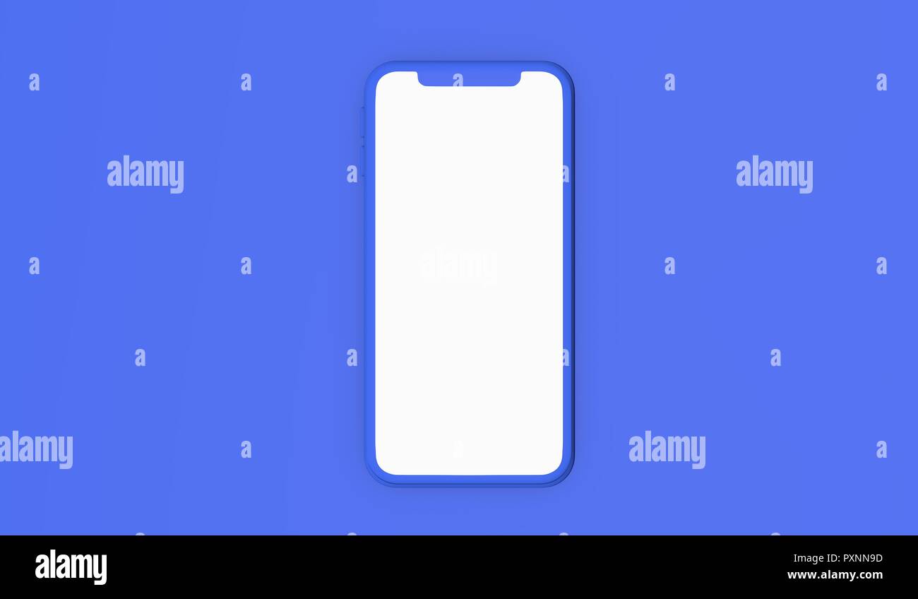 Modern frameless smartphone 3D mock up with blank white screen. 3D ...
