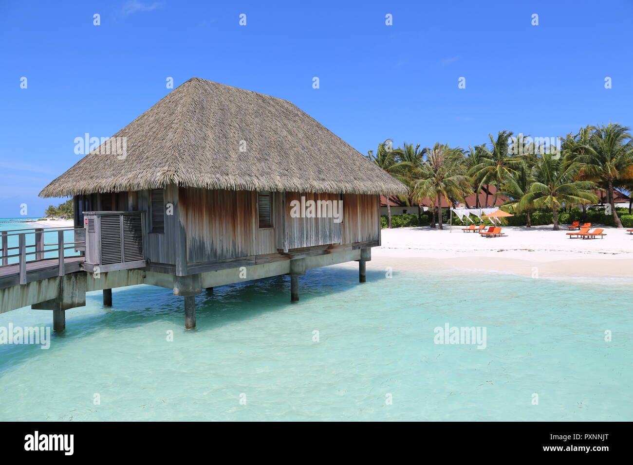Over-water bungalow in the Maldives Stock Photo