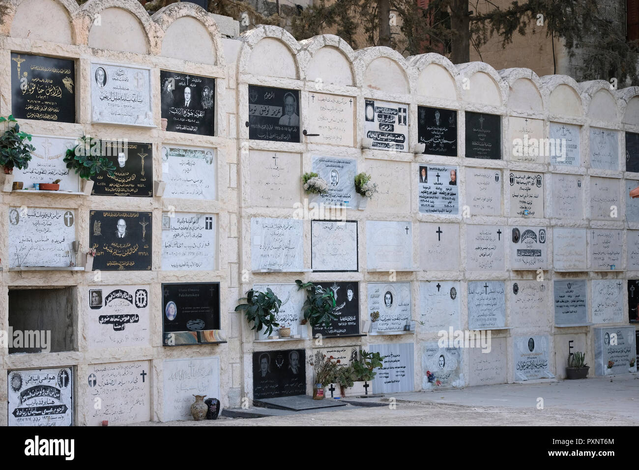 Multilevel burial site at the Greek Melkite Catholic cemetery on Mount ...