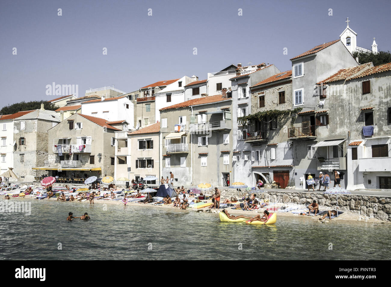 Croatia,  Island Krk,  Village Baska,  City beach Stock Photo