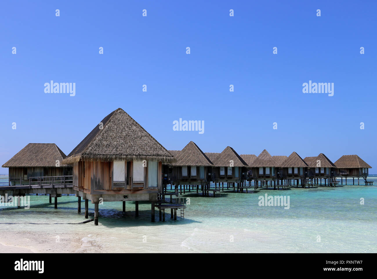 Over-water bungalows in the Maldives Stock Photo