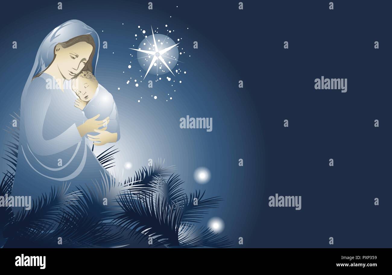 Nativity scene with Holy Family Stock Vector Image & Art - Alamy