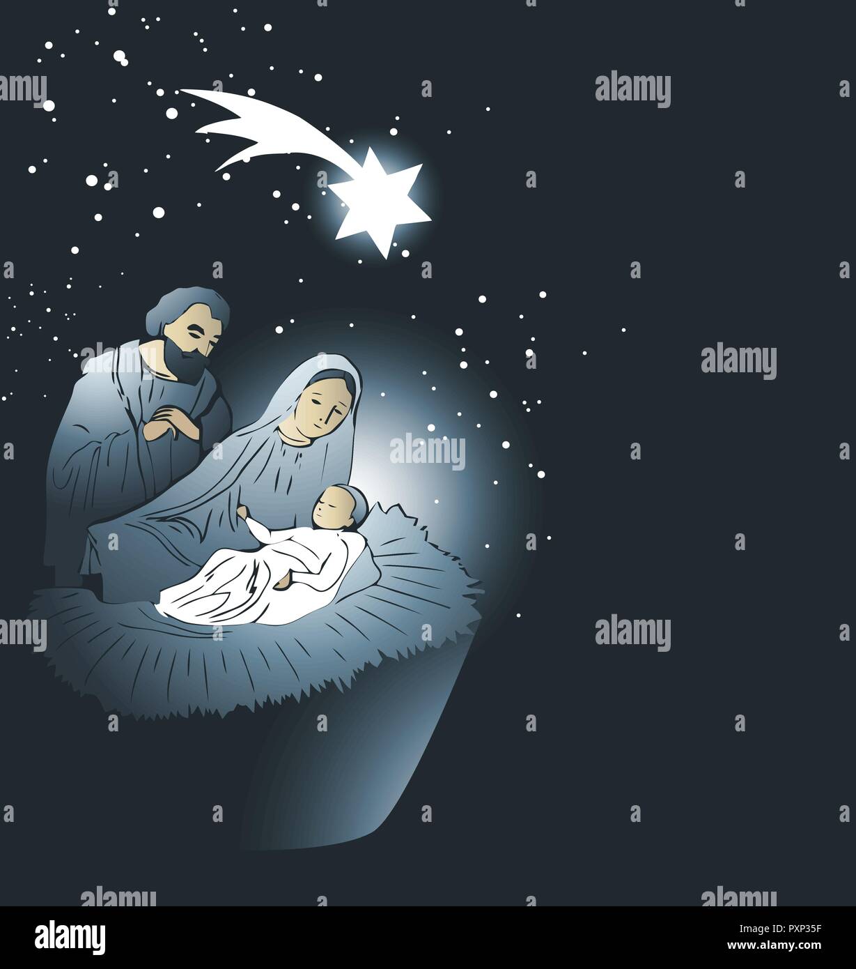 Nativity scene with Holy Family Stock Vector Image & Art - Alamy