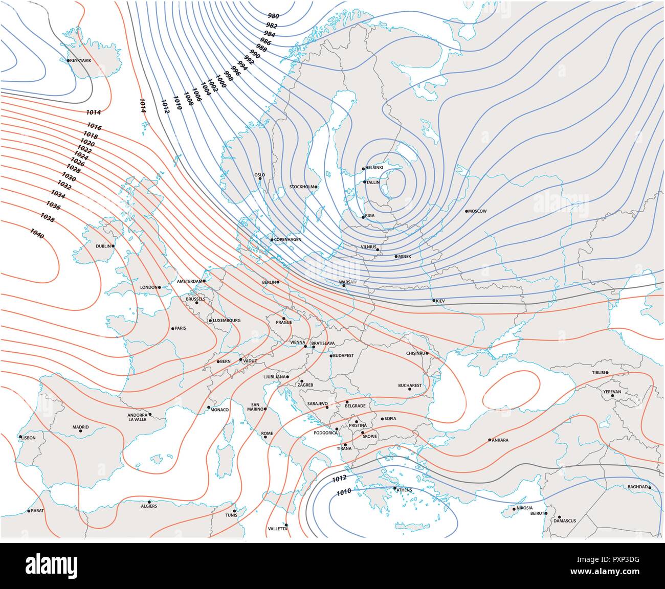 imaginary meteorological vector weather map of europe Stock Vector ...