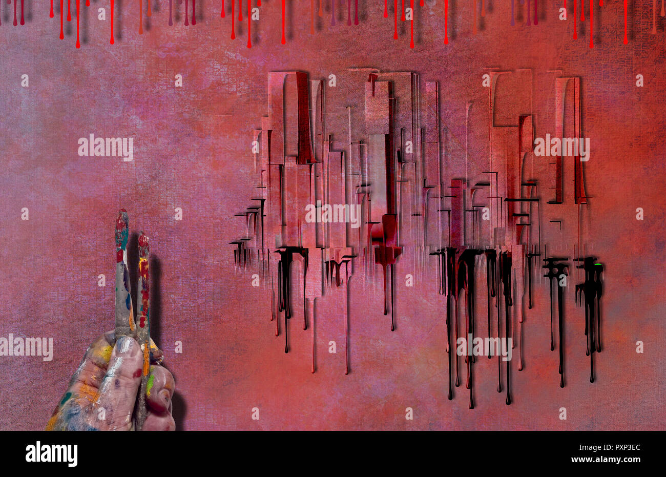 City Abstract in 1950's Style with Twist Stock Photo - Alamy