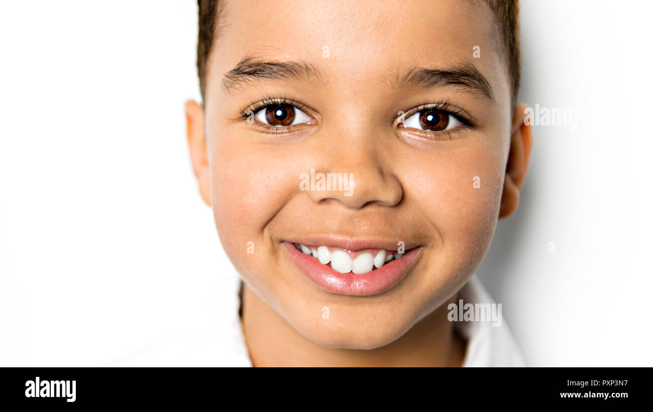afro american portrait child over white background Stock Photo