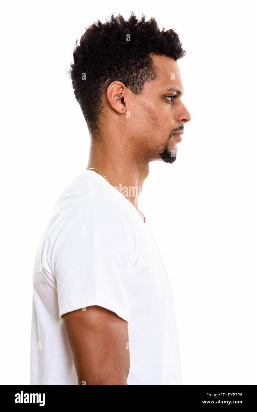 Profile view of young handsome African man Stock Photo