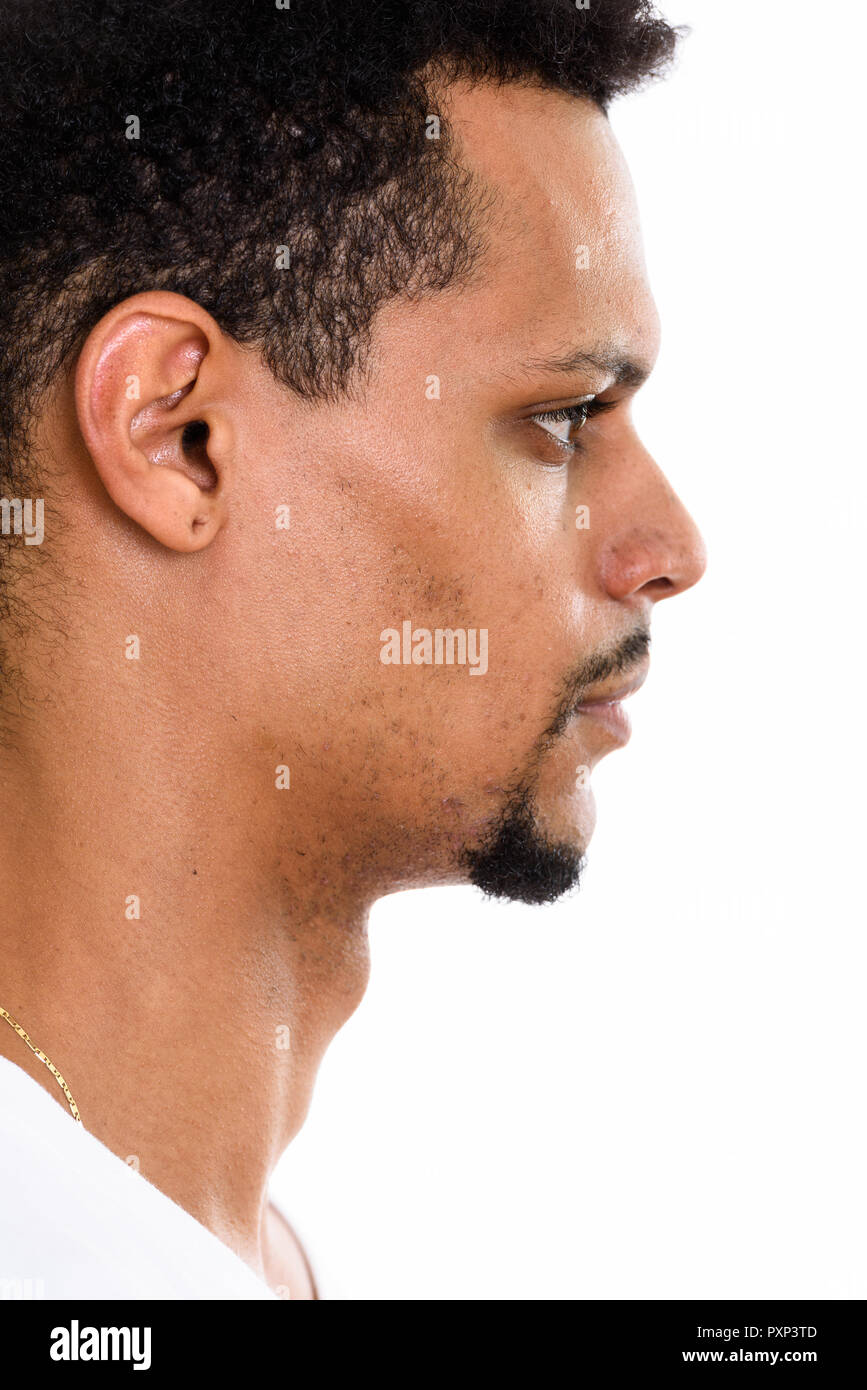 Profile view of face of young African man Stock Photo