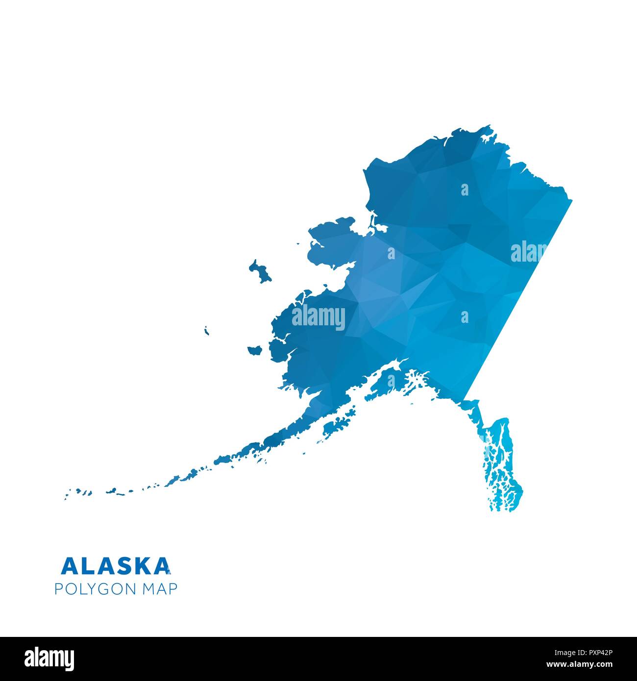 Map of Alaska. Blue geometric polygon map. Stock Vector