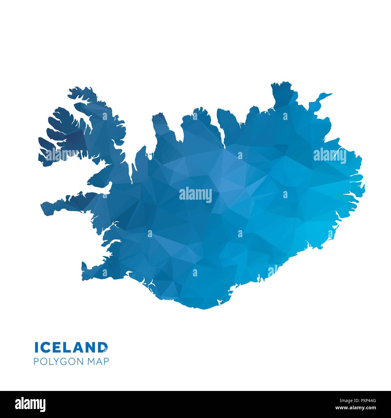 Map of Iceland. Blue geometric polygon map Stock Vector Image & Art - Alamy