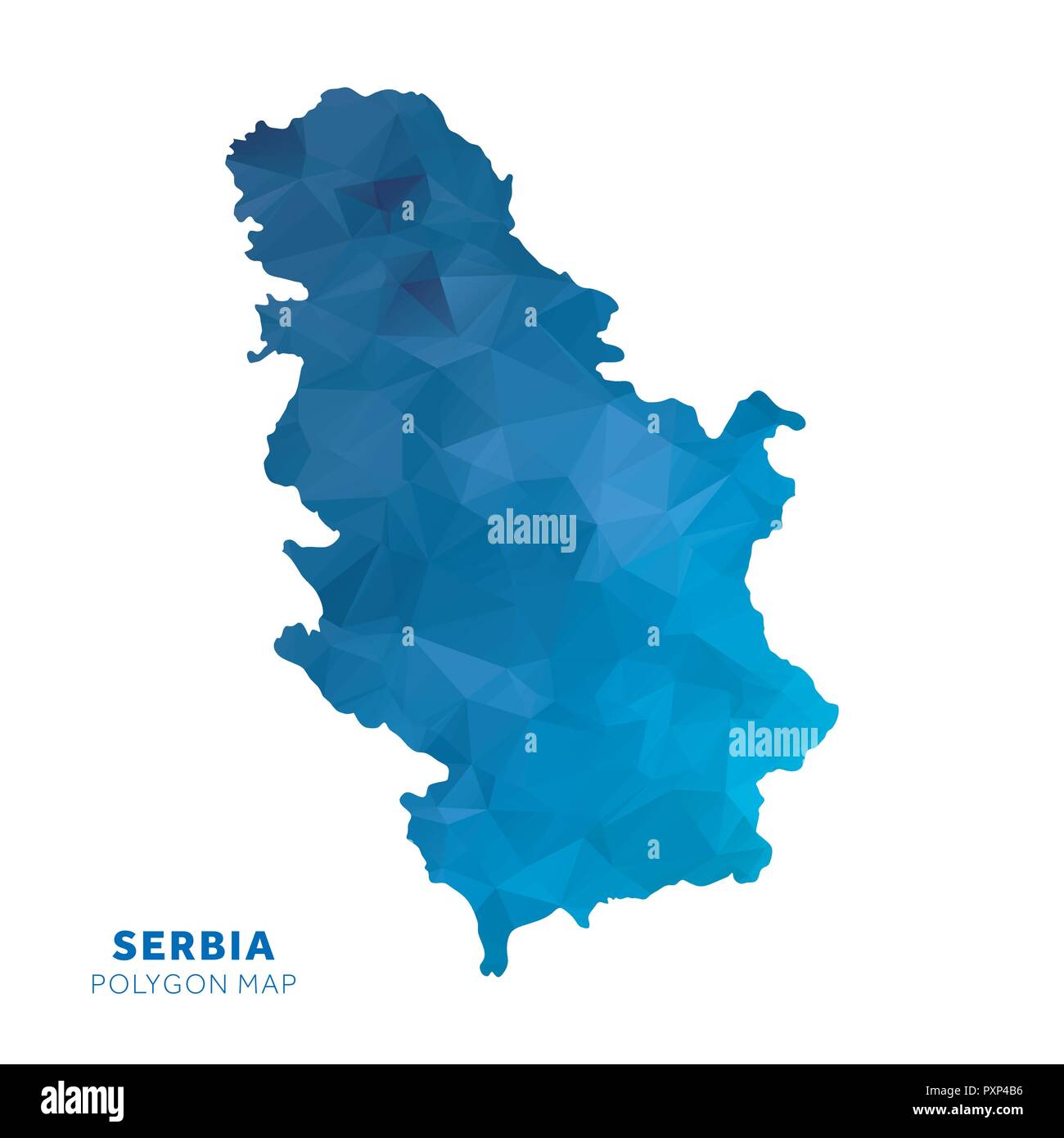Map of Serbia. Blue geometric polygon map. Stock Vector