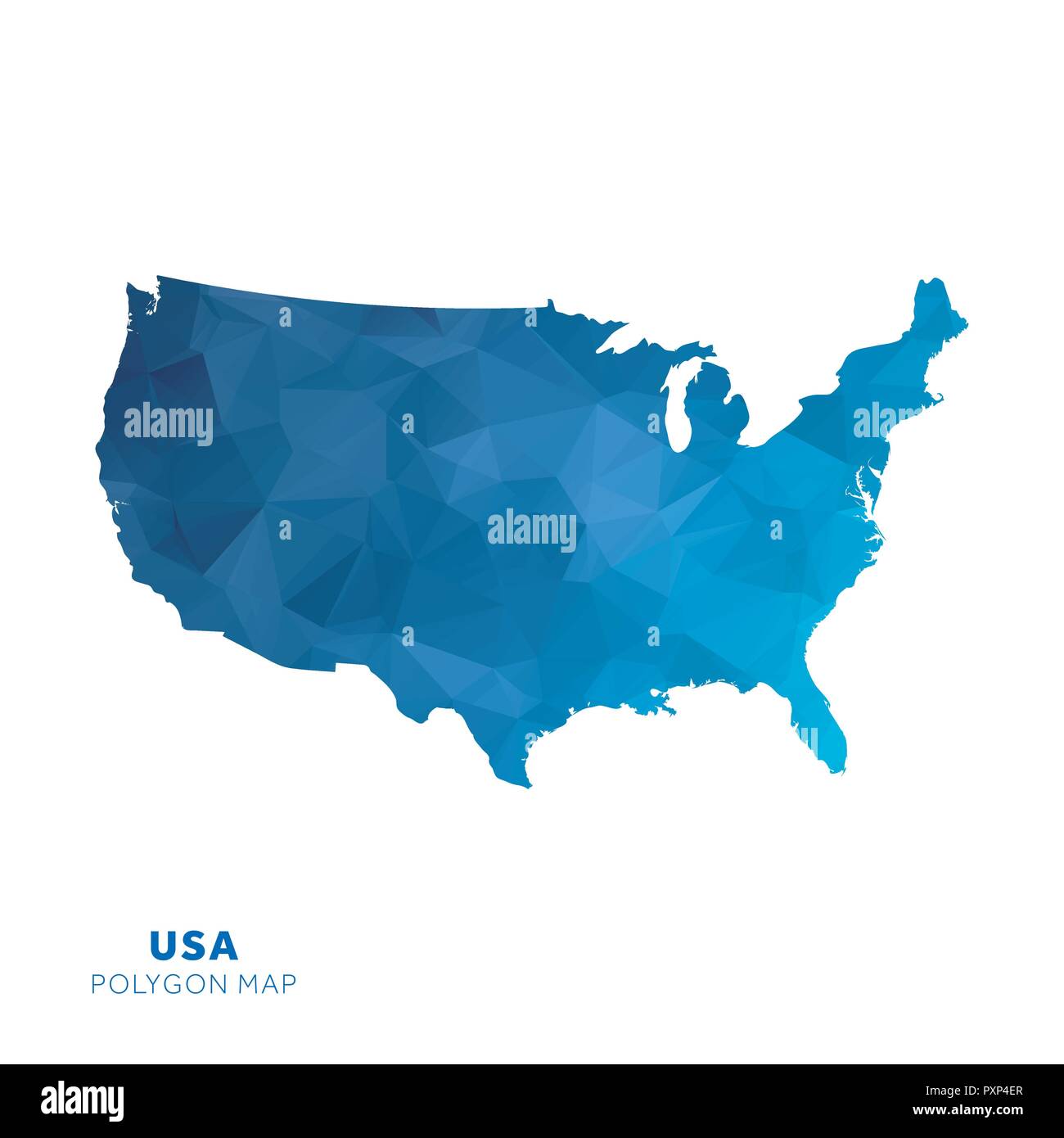 Map of United States. Blue geometric polygon map Stock Vector Image ...