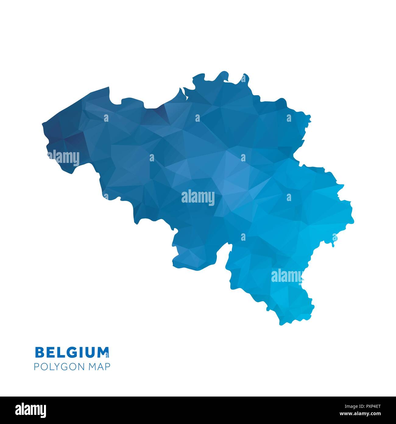 Map of Belgium. Blue geometric polygon map. Stock Vector