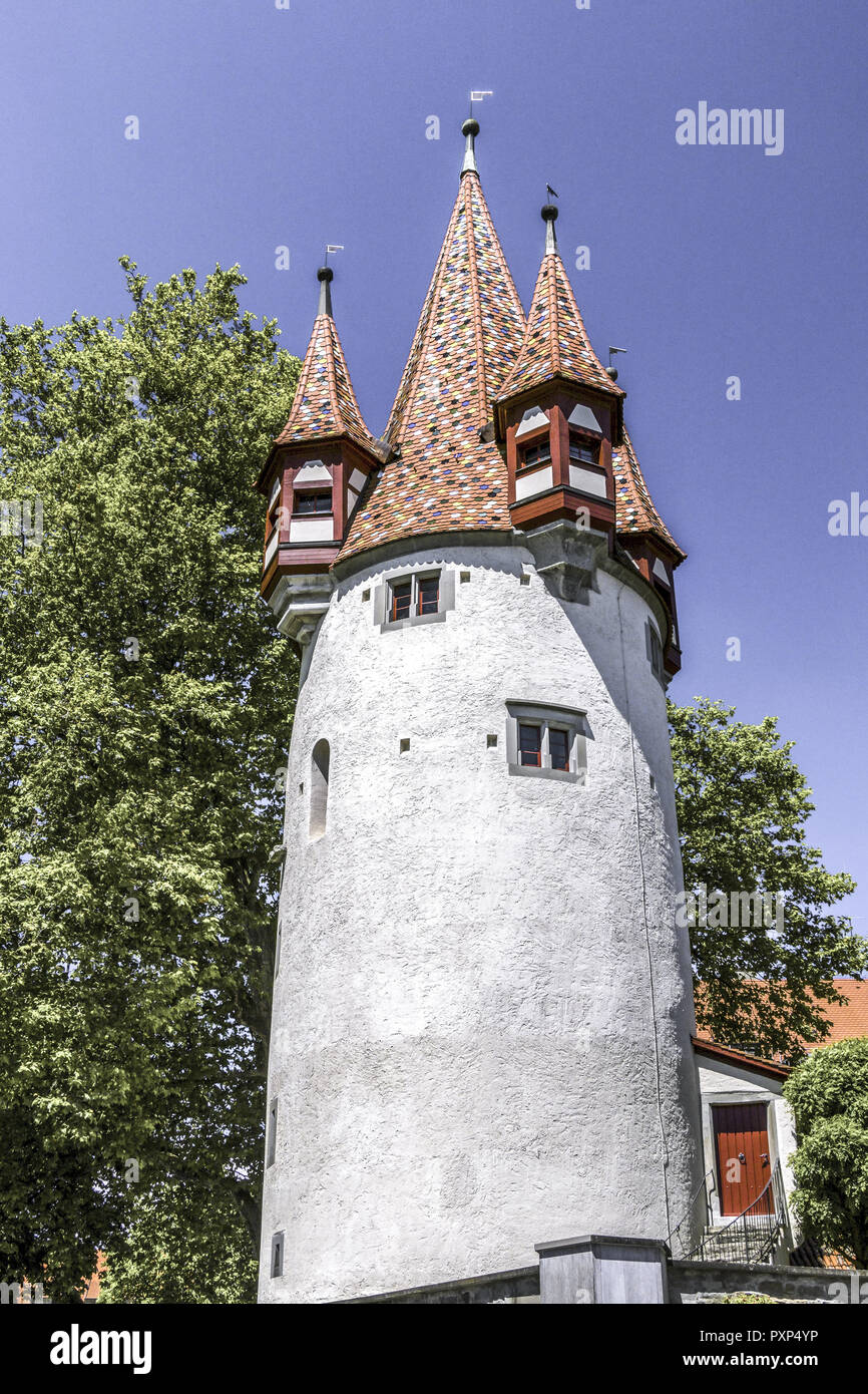 Diebsturm on Schrannenplatz, Lindau, Bavaria, Germany, Europe Stock Photo