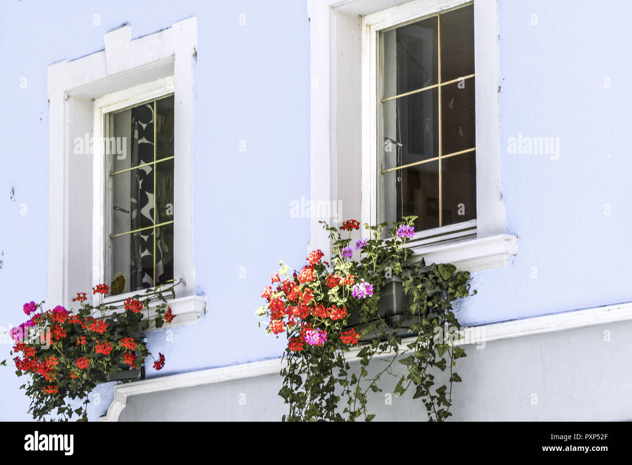 Colorful houses in the Old Town, Lindau, Swabia, Bavaria, Germany