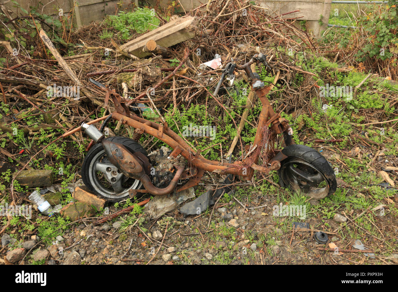 Stolen scooter burnt and left on waste ground in Stourbridge, West ...