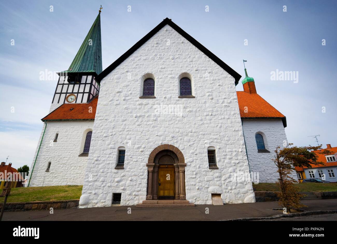 Old St. Nicolas Church in the center of Ronne town, Bornholm, Denmark