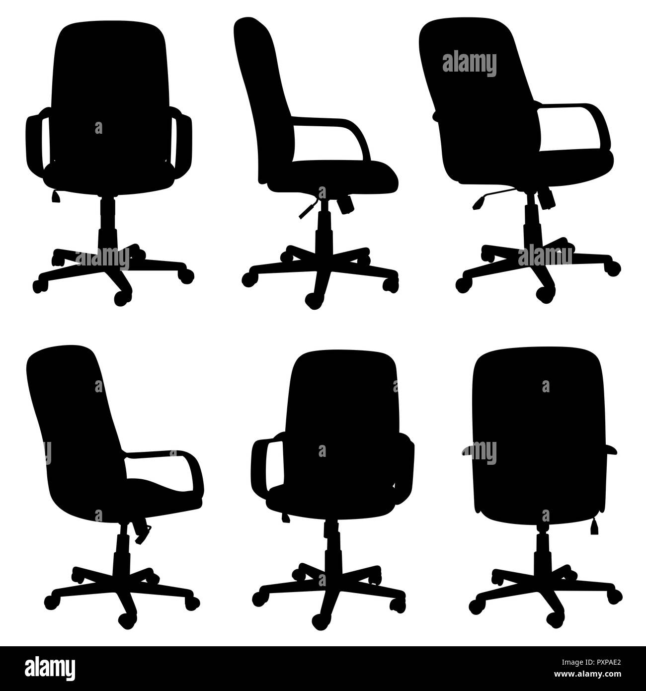 Set of different office chairs isolated on white Stock Photo - Alamy