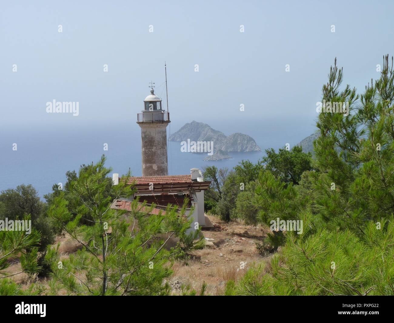 Lighthouse near Adrasan on the Lycian Way, Turkey Stock Photo