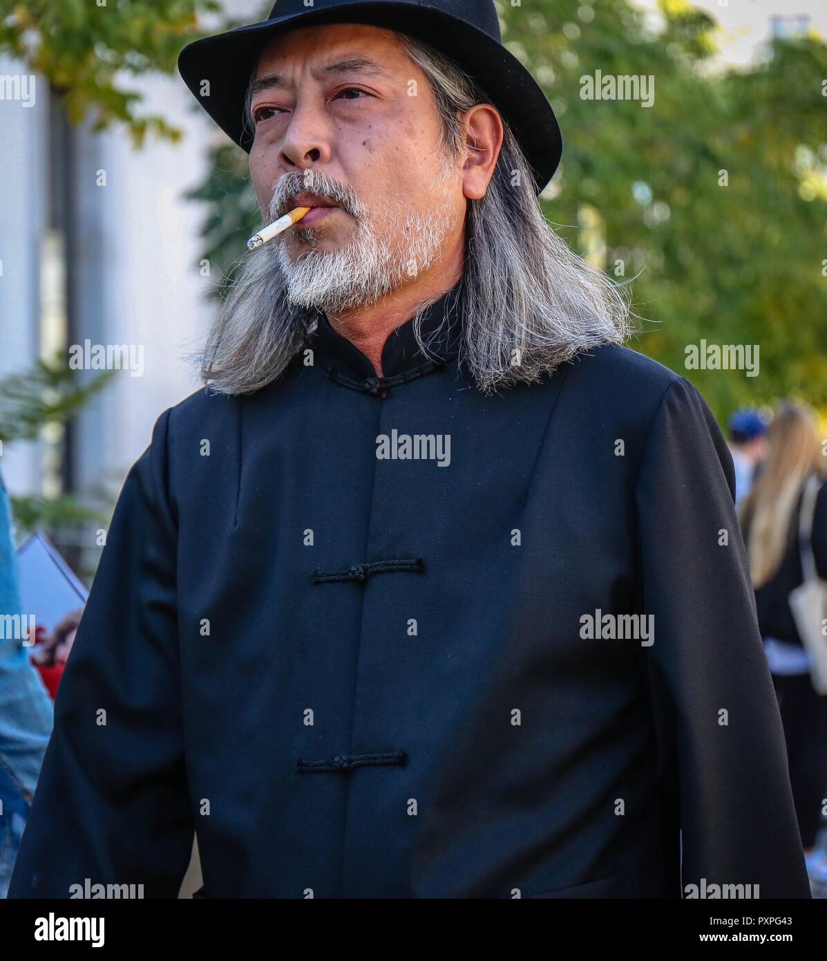 PARIS, France- September 26 2018: Men on the street during the Paris Fashion Week. Stock Photo