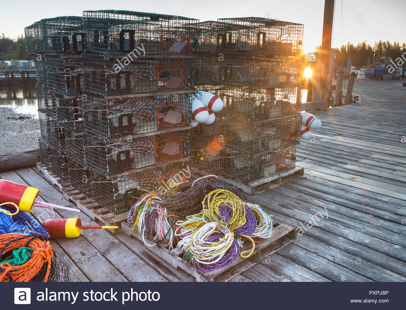 Lobster Pots On Beach In Stock Photos & Lobster Pots On Beach In Stock
