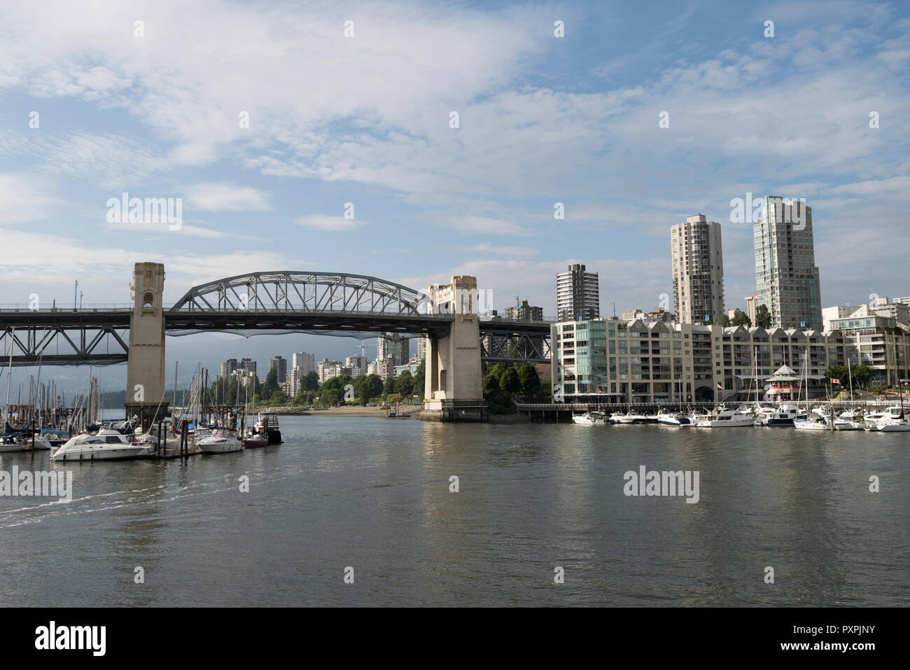 False Creek and the Art Deco style Burrard Bridge in Downtown Vancouver ...