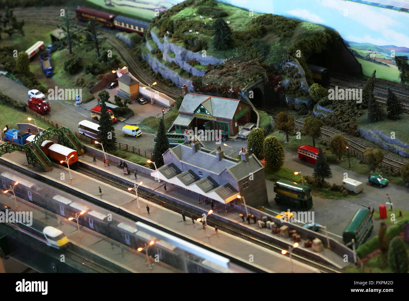 General views of a model railway exhibition in Chichester, West Sussex, UK. Stock Photo