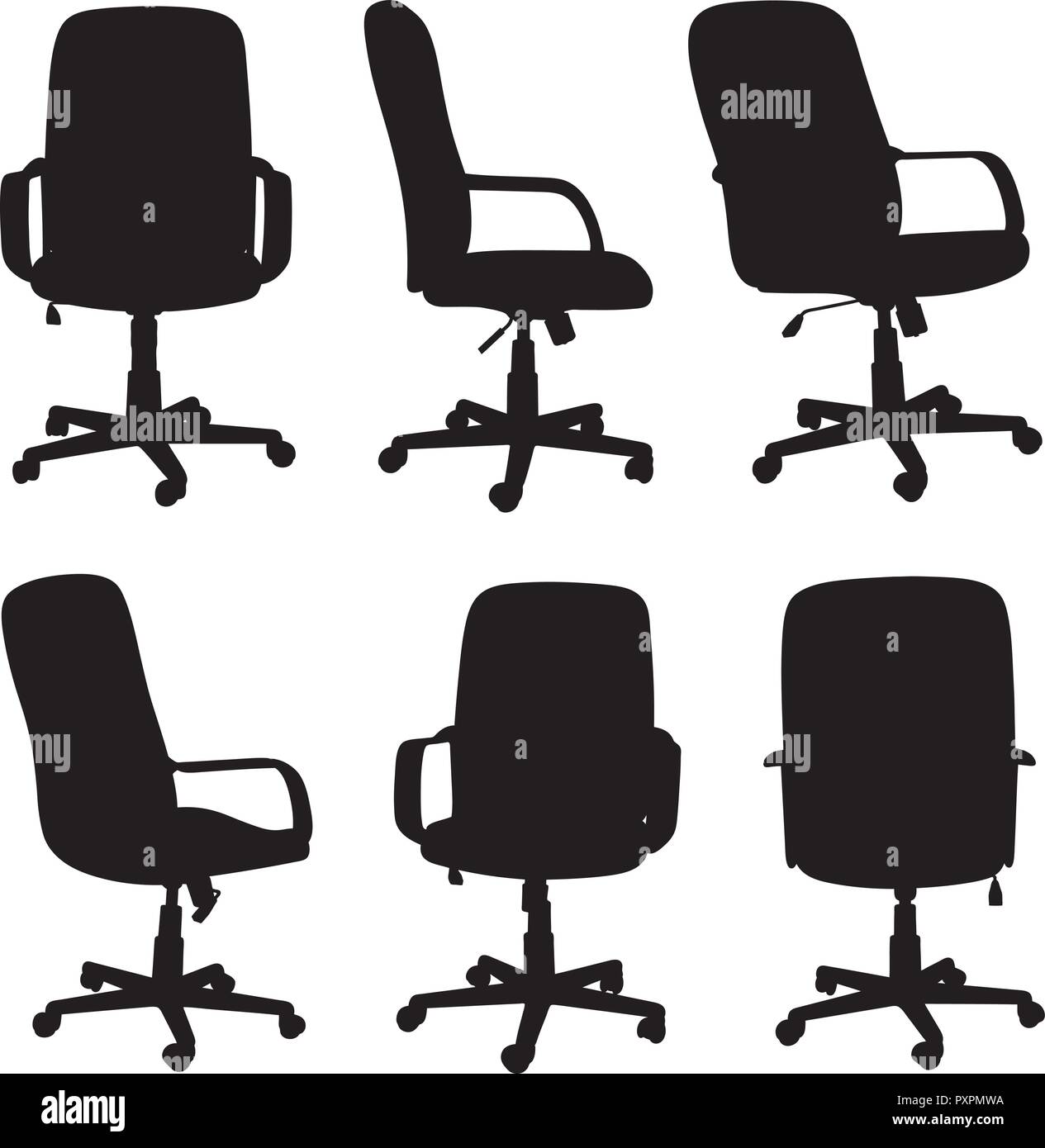 Set of different office chairs isolated on white Stock Vector Image ...
