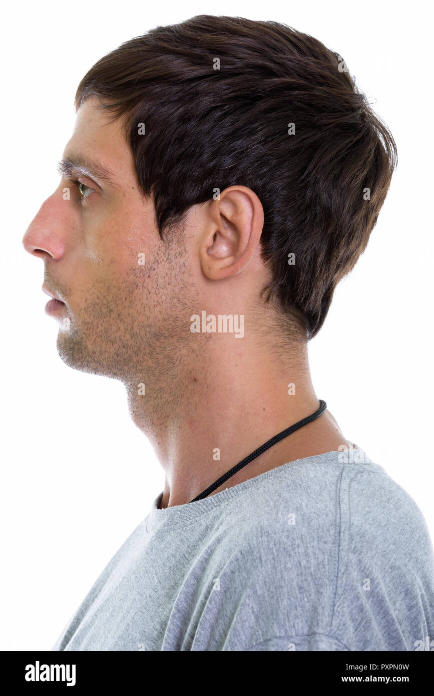 Profile view of face of young handsome man Stock Photo