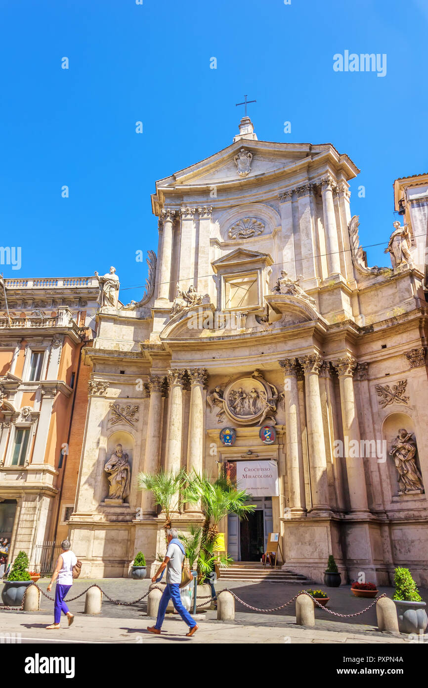 Rome/Italy - August 28, 2018: San Marcello al Corso Church Stock Photo
