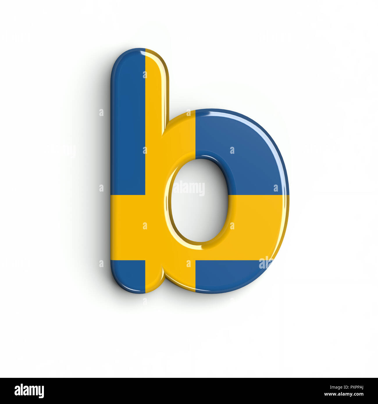 Sweden Flag Letter B - Lower-case 3d Swedish Font Isolated On White ...