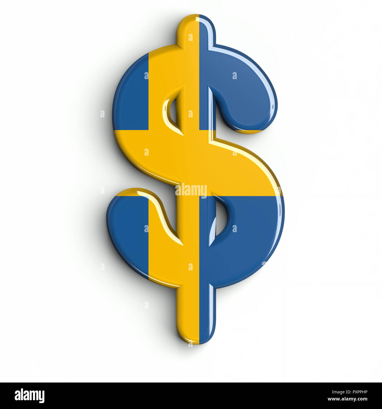 Sweden flag dollar currency sign - 3d swedish symbol isolated on ...
