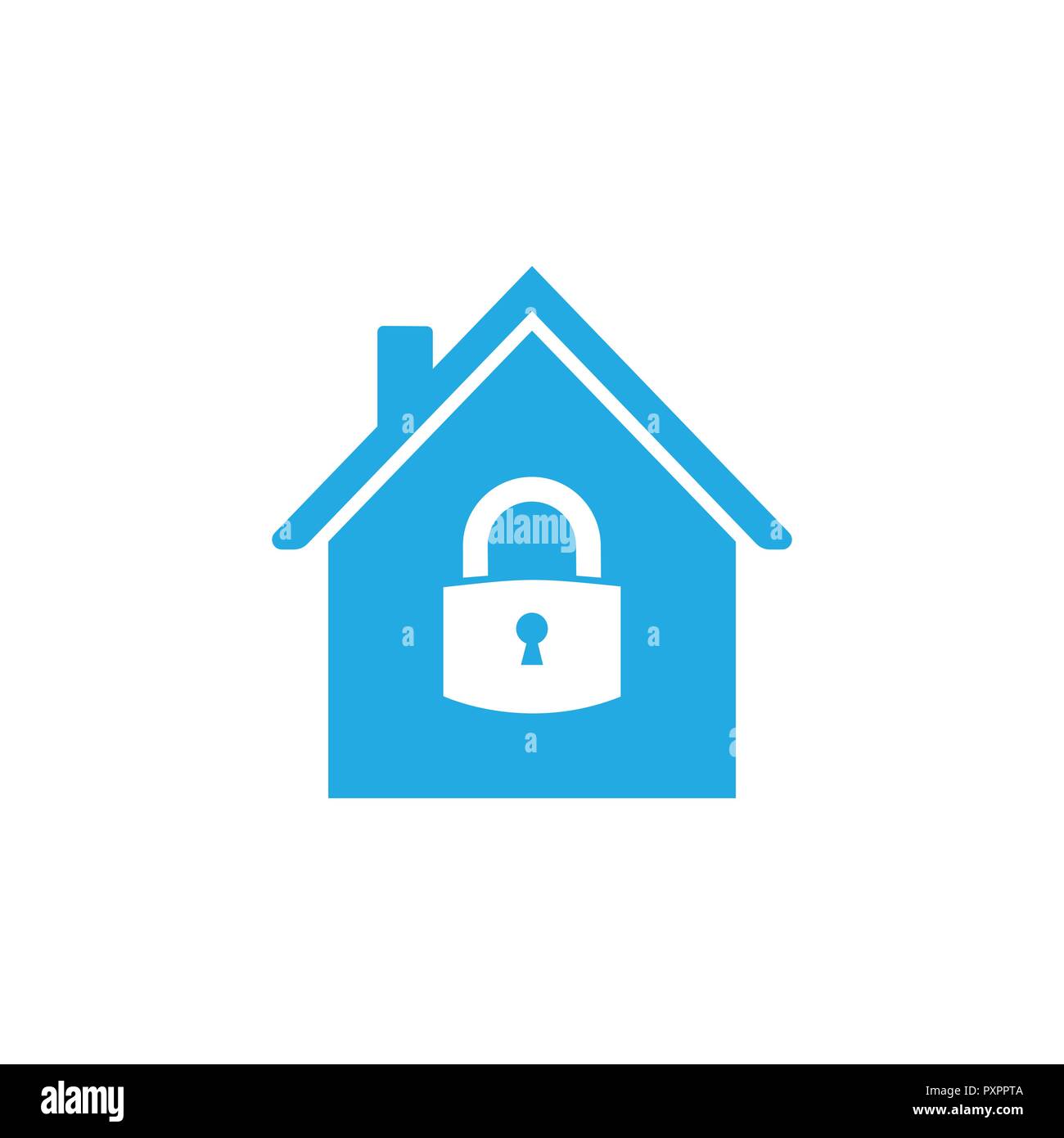 Home icon. Lock. Vector illustration Flat design Stock Vector