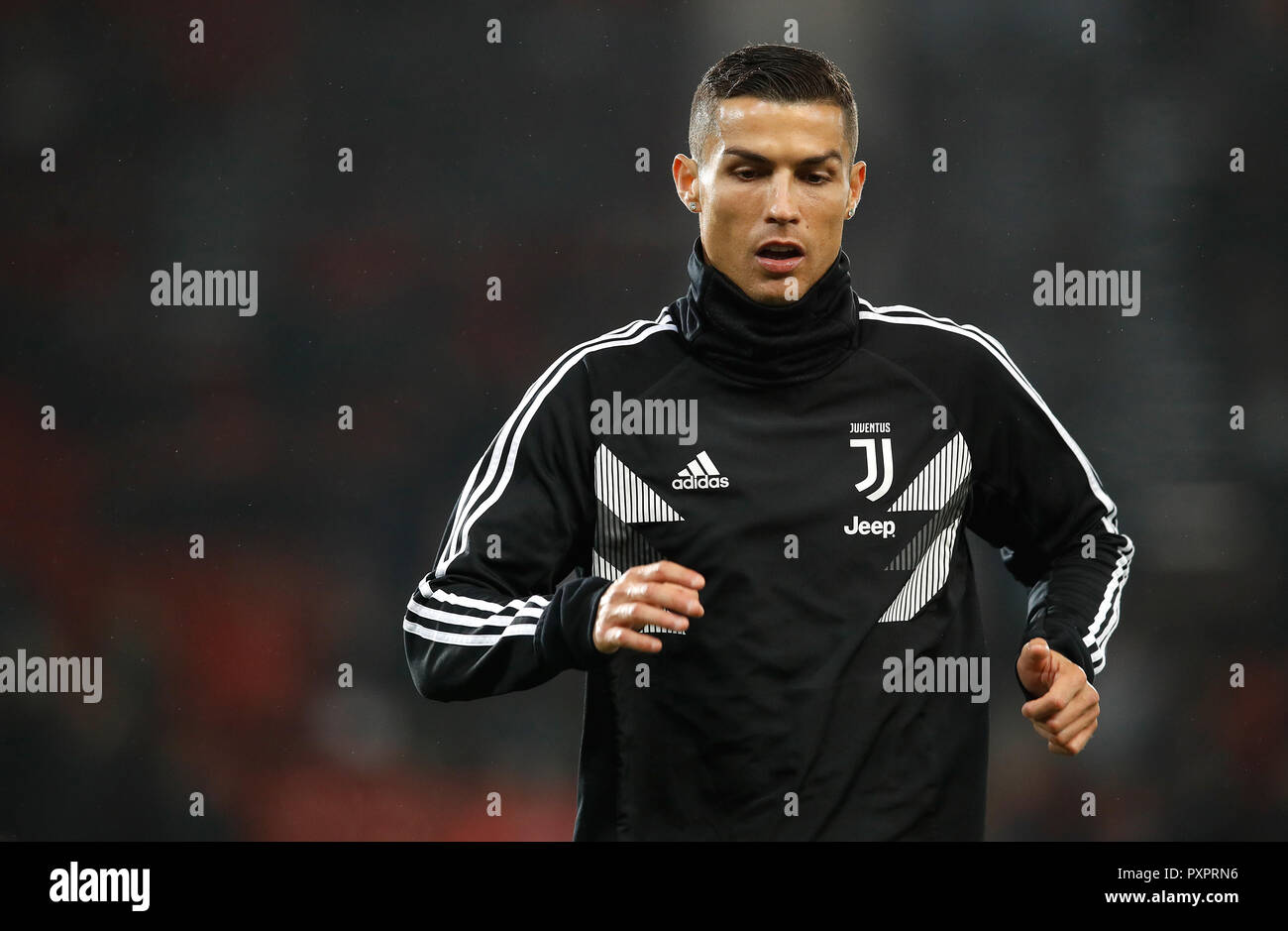 Juventus' Cristiano Ronaldo warming up before the UEFA Champions League  match at Old Trafford, Manchester Stock Photo - Alamy
