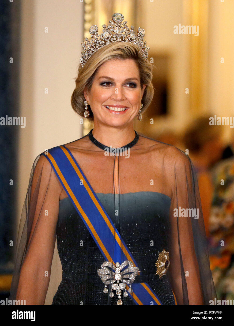 Queen Maxima of the Netherlands wears the Steward Tiara as she attends a  State Banquet at Buckingham Palace in London, during their State Visit to  the UK Stock Photo - Alamy