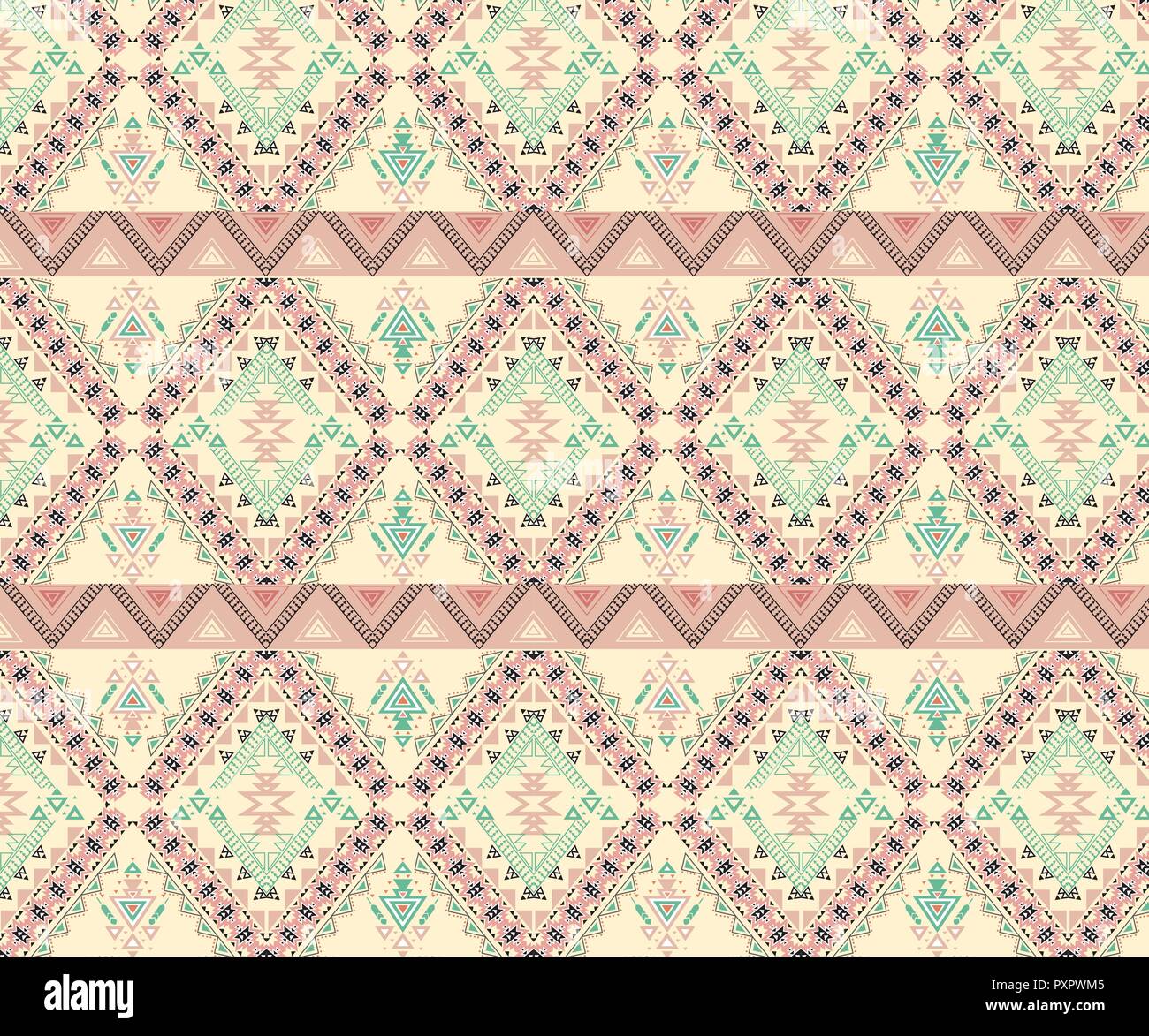 Vector Seamless Tribal Pattern. Stylish Art Ethnic Print Ornament with Triangles,. Stock Vector