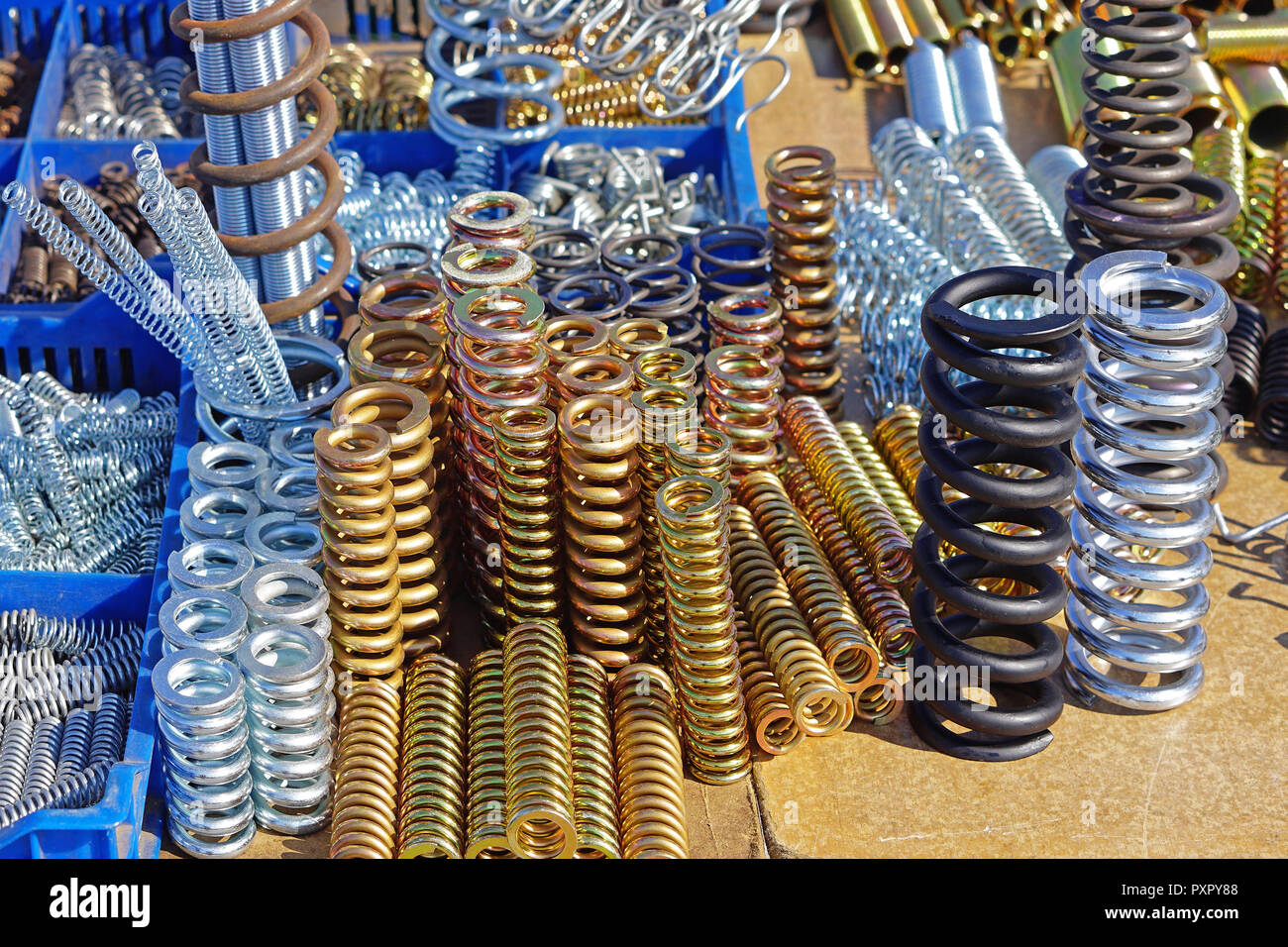 Bunch of spring coils in various dimensions Stock Photo Alamy
