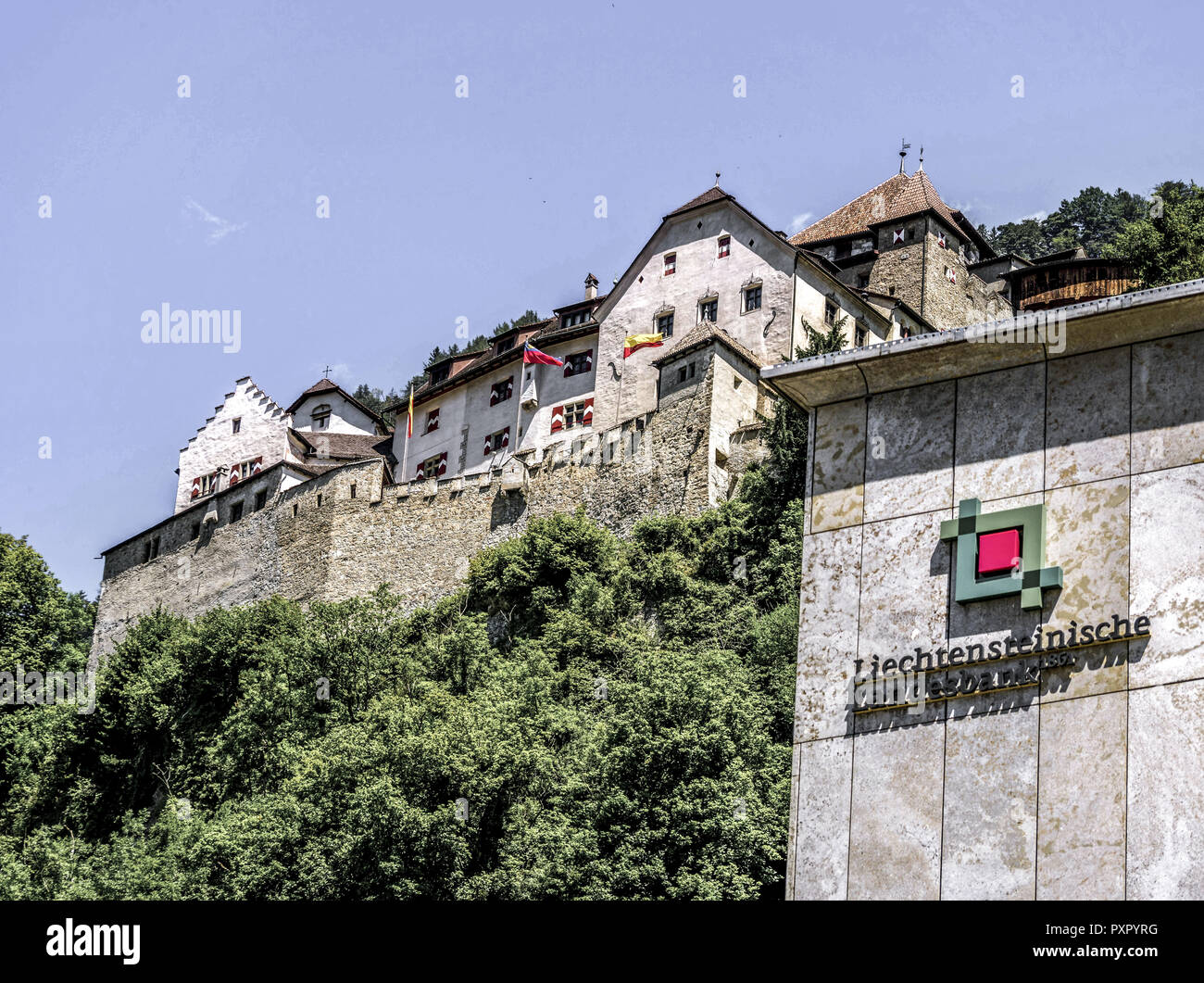 Bank building of Liechtensteinische Landesbank, Principality of Liechtenstein Stock Photo