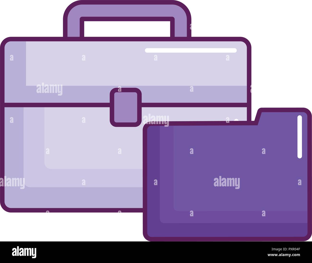 documents folder and briefcase over white background, vector