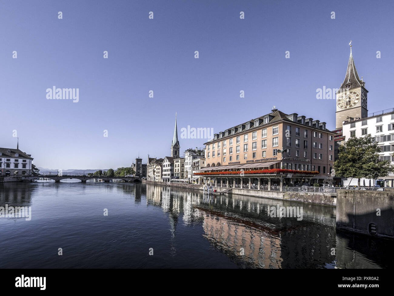 View of Zurich at a sunny day, Switzerland, Europe Stock Photo