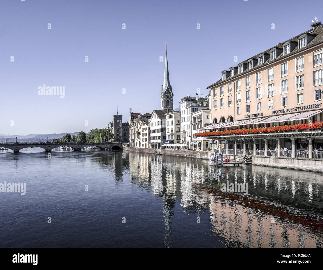View of Zurich at a sunny day, Switzerland, Europe Stock Photo