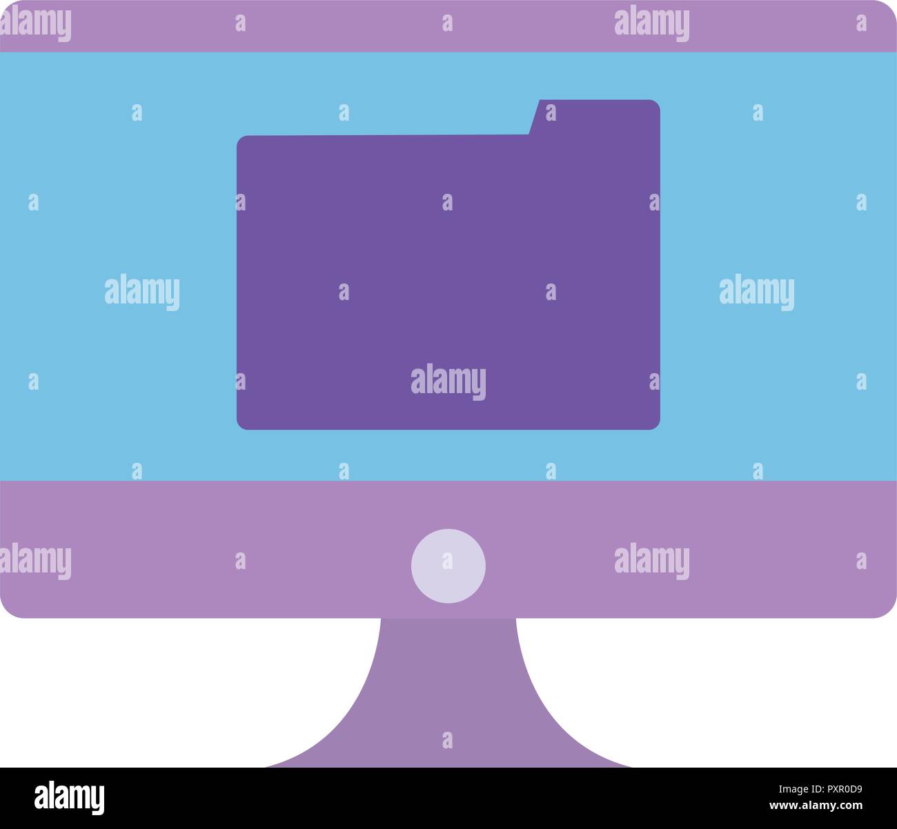 computer with folder icon over white background, vector illustration ...