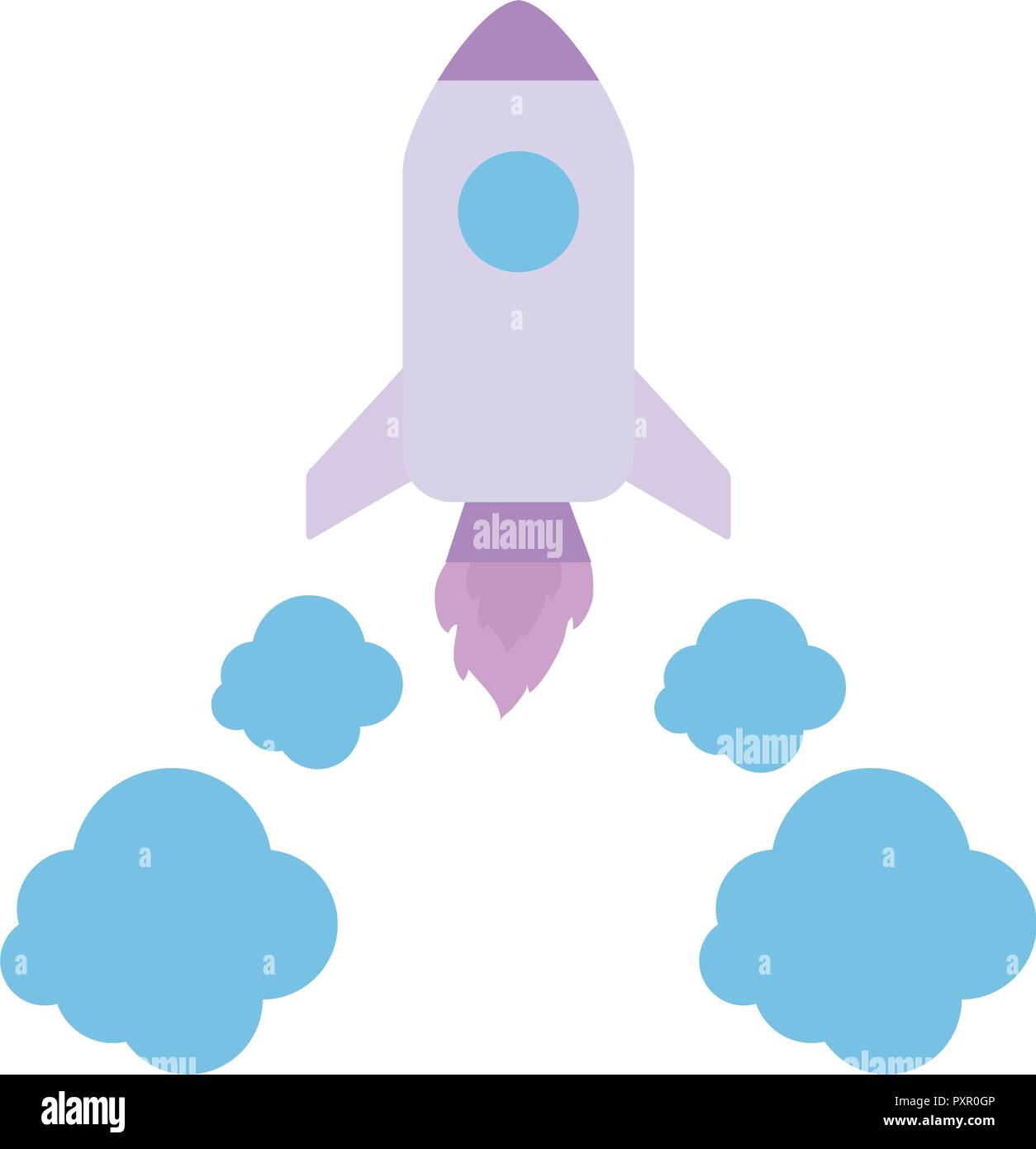rocket and clouds over white background, vector illustration Stock ...