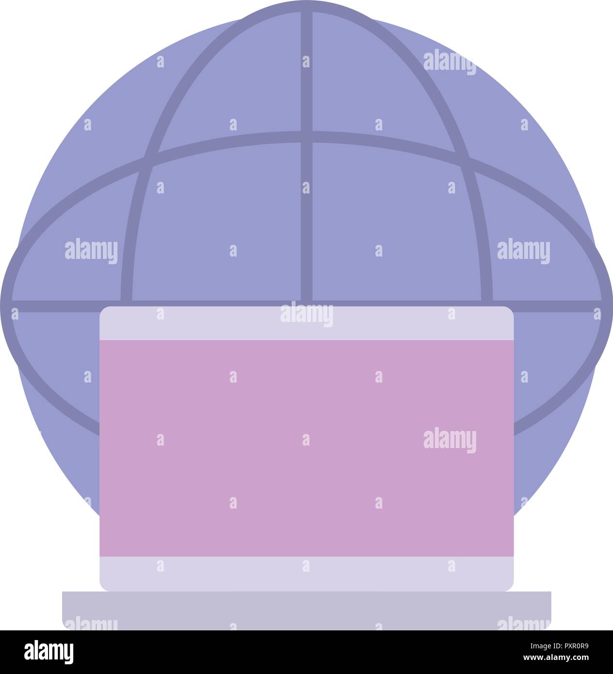 laptop computer and global sphere over white background, vector ...
