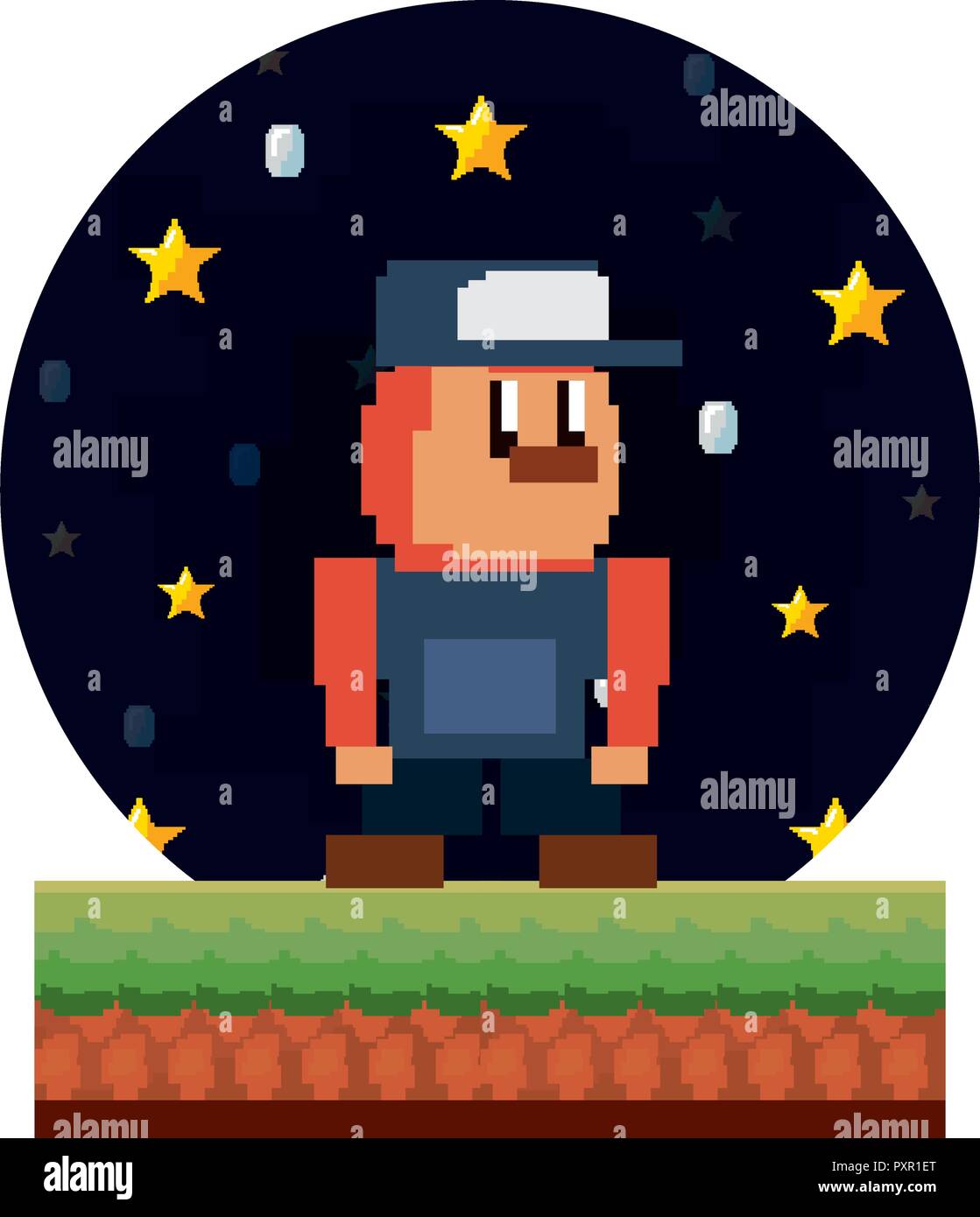 character in the night stars video game vector illustration Stock ...